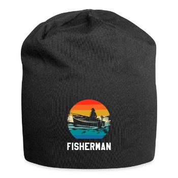 Retro Vintage Classic Fisherman Fishing - Jersey Beanie - black - Front