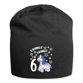 Six 6yr 6th Zebra Birthday Girl 6 Years Old Gift - Jersey-Beanie - Schwarz - Vorne