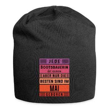 Schiffbauer Geburtstag Mai geboren Bootsbauerin - Jersey-Beanie - Schwarz - Vorne