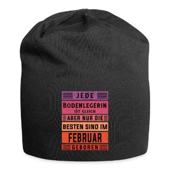 Parkett-Teppich Geburtstag Februar geboren - Jersey-Beanie - Schwarz - Vorne