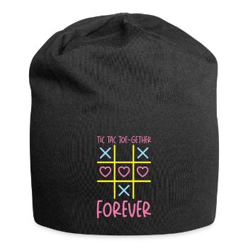 Valentinstag Kinder Familie Tic Tac Toe Spiel - Jersey-Beanie - Schwarz - Vorne