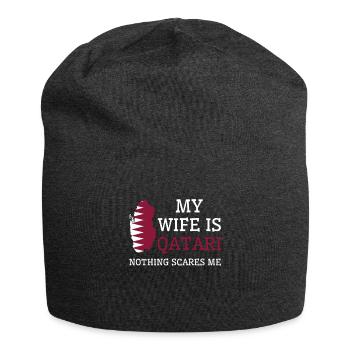 Nothing Scares Me Qatari Wife Qatar - Jersey Beanie - charcoal grey - Front