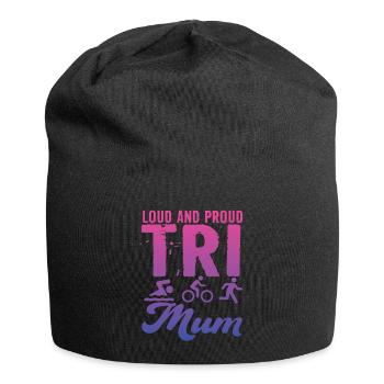 Triathlète Tri Maman bruyante et fière - Bonnet en jersey - noir - Devant