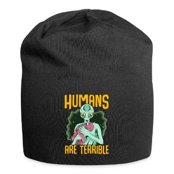 Lustiges Alien UFO Area 51 und Katzen Liebhaber - Jersey-Beanie - Schwarz - Vorne