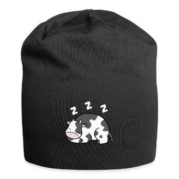 vache ferme animal drôle pyjama vache dormir - Bonnet en jersey - noir - Devant