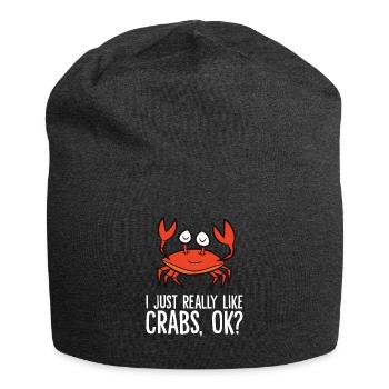 Krabbenfischen Meeresfrüchte Ich mag Krabben - Jersey-Beanie - Anthrazit - Vorne