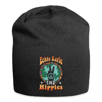 Hippie Peace Groovy Flowerpower Boho Woodstock - Bonnet en jersey - noir - Devant
