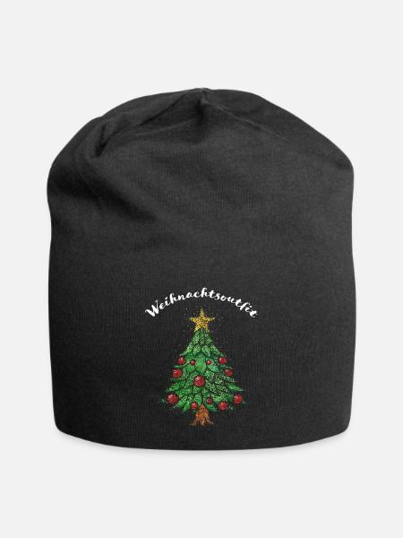 Weihnachtsoutfit Weihnachtsbaum Christbaum - Jersey-Beanie - Schwarz