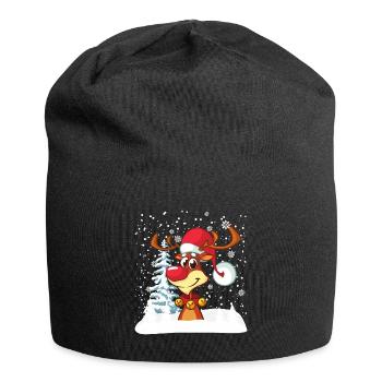 Renne Drôle d’hiver Joyeux Noël - Bonnet en jersey - noir - Devant