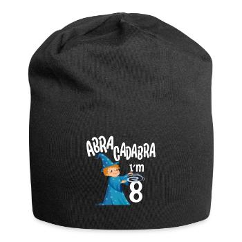 Eight 8yr 8th Wizard Birthday Boy 8 Years Old Gift - Jersey Beanie - black - Front