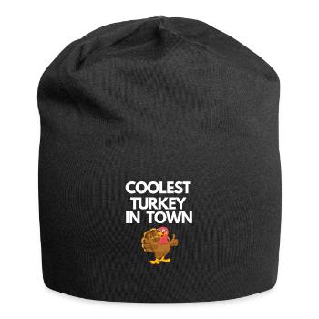 Coolest Turkey In Town Fall Thanksgiving Funny - Jersey Beanie - black - Front