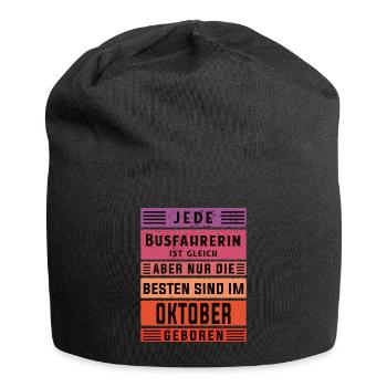 Bus-Fahrer Geburtstag Oktober geboren Busfahrerin - Jersey-Beanie - Schwarz - Vorne