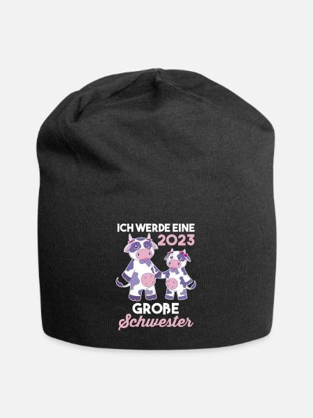Schwester 2023 Kuh Werdende Schwester - Jersey-Beanie - Schwarz
