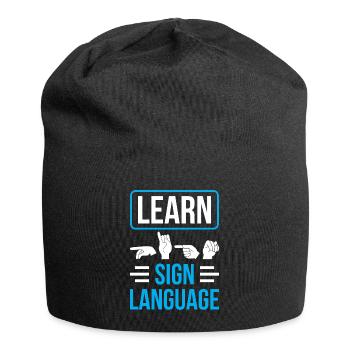 Apprentissage des gestes en langue des signes Sensibilisation aux signes - Bonnet en jersey - noir - Devant