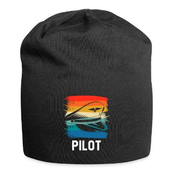 Retro Vintage Classic Pilot Aviation - Jersey Beanie - black - Front