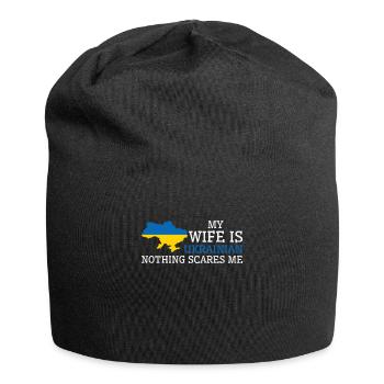 Nothing Scares Me Ukrainian Wife Ukraine - Jersey Beanie - black - Front