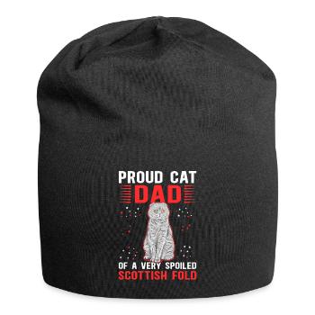Écossais Chat à oreilles pliantes Papa Chat Cadeau - Bonnet en jersey - noir - Devant