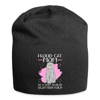 Écossais Chat à oreilles pliantes Maman Cat Maman Cadeau - Bonnet en jersey - noir - Devant