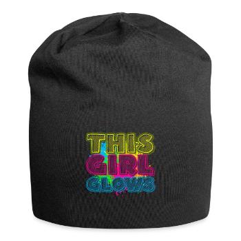 This Girl Glows Party 80er vintage farbenfrohes - Jersey-Beanie - Schwarz - Vorne