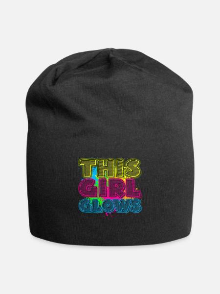 This Girl Glows Party 80er vintage farbenfrohes - Jersey-Beanie - Schwarz