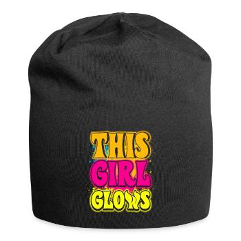 This Girl Glows Party 80er vintage farbenfrohes - Jersey-Beanie - Schwarz - Vorne