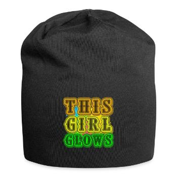 This Girl Glows Party 80er vintage farbenfrohes - Jersey-Beanie - Schwarz - Vorne
