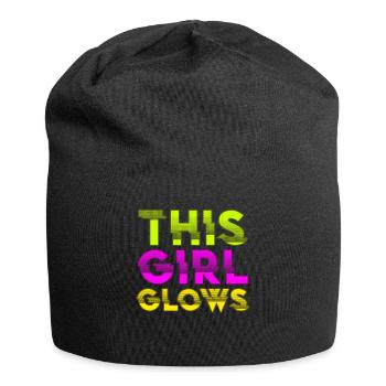 This Girl Glows Party 80er vintage farbenfrohes - Jersey-Beanie - Schwarz - Vorne