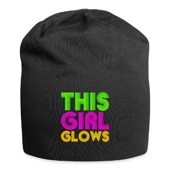 This Girl Glows Party 80er vintage farbenfrohes - Jersey-Beanie - Schwarz - Vorne