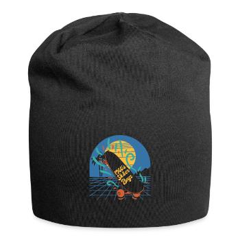 Skateboard Retro 60s Brett Räder Surf - Jersey-Beanie - Schwarz - Vorne