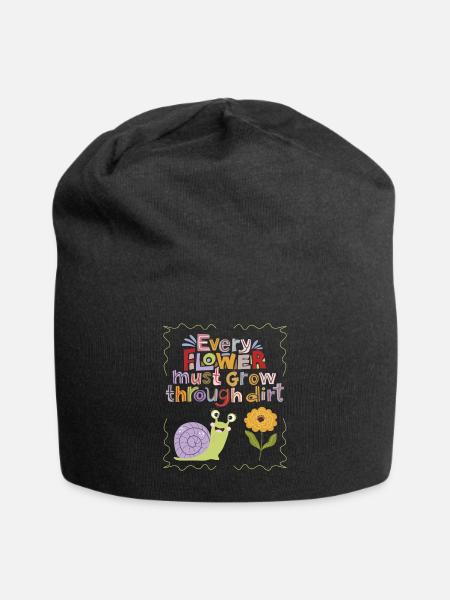 Motivation-Inspiration Spruch Schnecke, Typografie - Jersey-Beanie - Schwarz