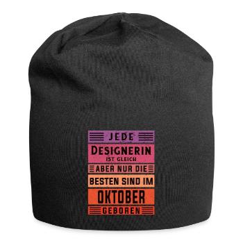 Illustrator Geburtstag Oktober geboren Designerin - Jersey-Beanie - Schwarz - Vorne
