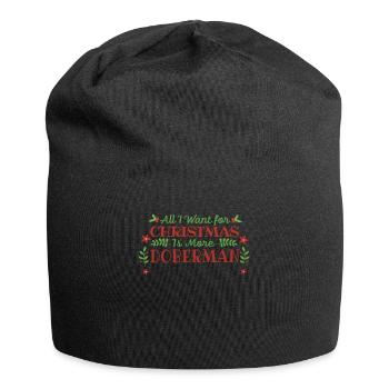 Want For Christmas Doberman Pet Dog - Jersey Beanie - black - Front