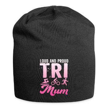 Triathlète Tri Maman bruyante et fière - Bonnet en jersey - noir - Devant