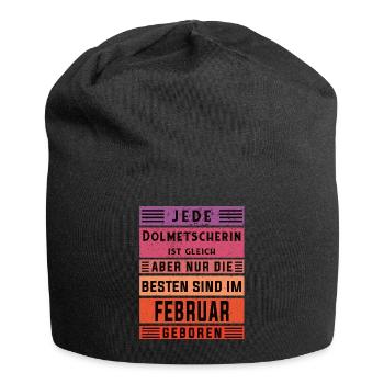 Übersetzer Geburtstag Februar geboren - Jersey-Beanie - Schwarz - Vorne