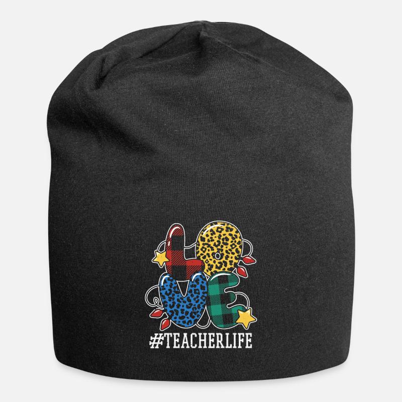 Pattern Teacher Student Love Christmas - Jersey-Beanie - Schwarz