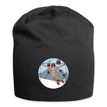 Alpin Wintersport Ski Berge Alpen Piste Skifahren - Jersey-Beanie - Schwarz - Vorne
