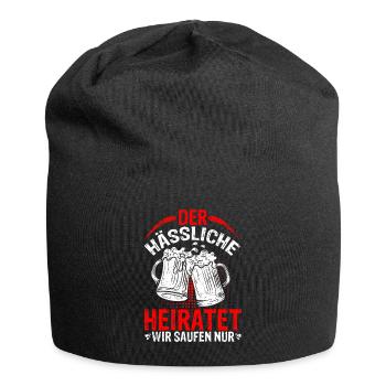 Der Hässliche heiratet wir saufen - JGA Junggesell - Jersey-Beanie - Schwarz - Vorne