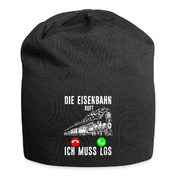 Die Eisenbahn ruft - ich muss los Lokführer Schaff - Jersey-Beanie - Schwarz - Vorne