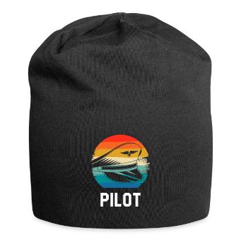 Retro Vintage Classic Pilot Aviation - Jersey Beanie - black - Front