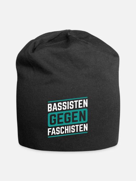 Bassisten gegen Rassisten Bassspieler gegen Rechts - Jersey-Beanie - Schwarz