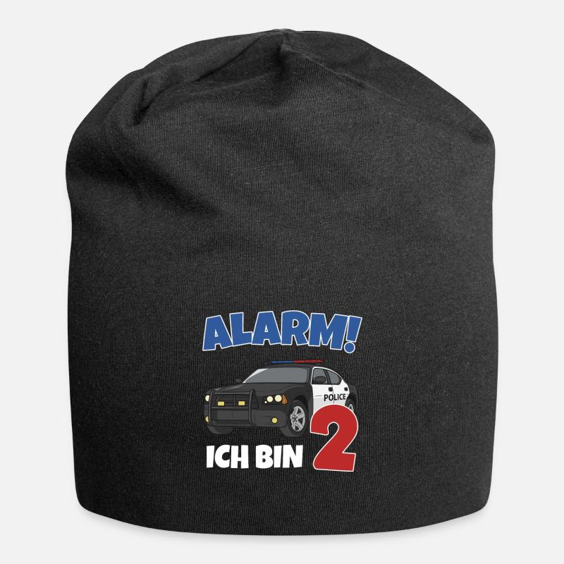 Geburtstagsshirt 2 Jahre Polizei Geschenke - Jersey-Beanie - Schwarz