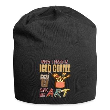 What i need is iced coffee and my art - Jersey Beanie - black - Front