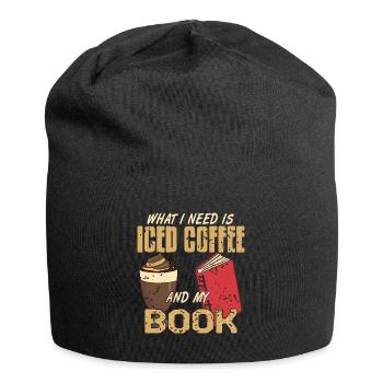 What i need is iced coffee and my Book - Jersey-Beanie - Schwarz - Vorne
