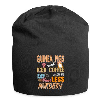 Guinea Pigs and Iced Coffee makes me feelless - Jersey-Beanie - Schwarz - Vorne