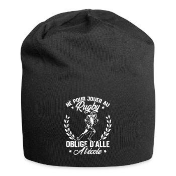 Né pour jouer au rugby oblige d'aller à l'école - Bonnet en jersey - noir - Devant