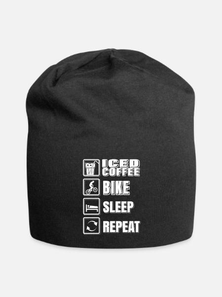 Iced Coffee Bike Sleep Reapeat - Jersey Beanie - black