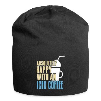 Absolutely happy with an iced coffee - Jersey Beanie - black - Front