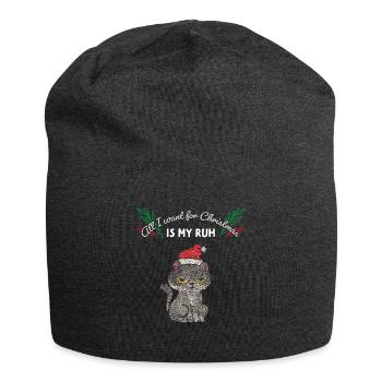 Katze Katzen Weihnachtsmuffel Anti Weihnachten - Jersey-Beanie - Anthrazit - Vorne
