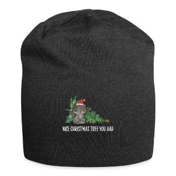 Cat Cats Christmas Tree Christmas Tree Tomcat - Jersey Beanie - charcoal grey - Front