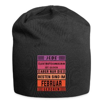 Elektriker Geburtstag Februar geboren - Jersey-Beanie - Schwarz - Vorne